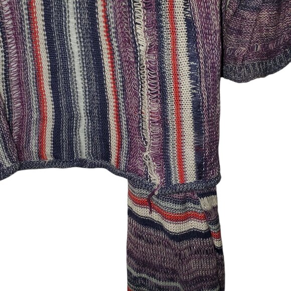 Billabong Knit Cardigan Sweater Women's M Open-Front Shark-Tooth Striped Beach - Picture 8 of 9